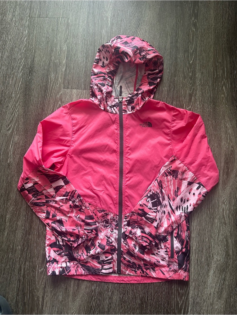 The North Face Pink Patterned Hooded Lightweight Jacket Girls 14/16